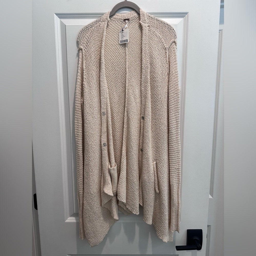 Free People Beige Knit Cardigan